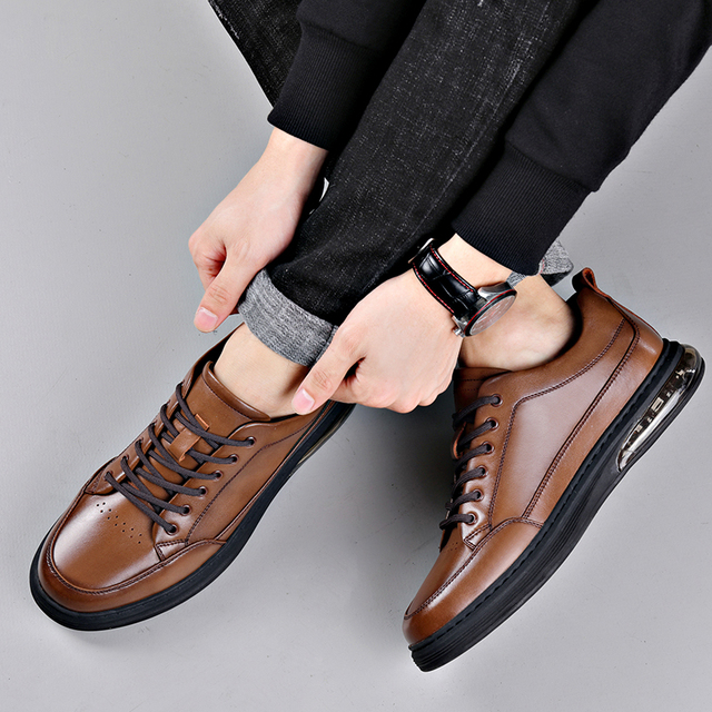 Mokasyny Yomior męskie wiosna/jesień - skórzane buty brytyjskiej mody, oddychające, wykonane z prawdziwej skóry, w luksusowym projekcie na platformie - Wianko - 7