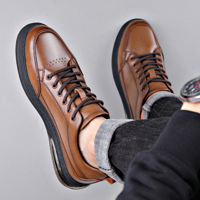 Mokasyny Yomior męskie wiosna/jesień - skórzane buty brytyjskiej mody, oddychające, wykonane z prawdziwej skóry, w luksusowym projekcie na platformie - Wianko - 6