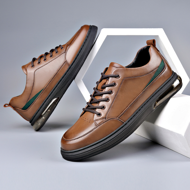 Mokasyny Yomior męskie wiosna/jesień - skórzane buty brytyjskiej mody, oddychające, wykonane z prawdziwej skóry, w luksusowym projekcie na platformie - Wianko - 1
