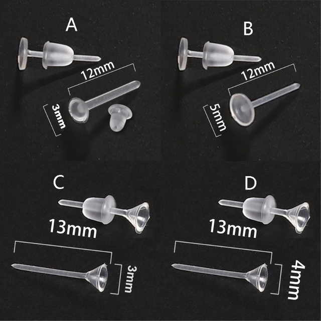 100 sztuk niewidocznych kolczyków plastikowych z pustymi szpilkami do kolczyków typu Stud Tiny Head (Zostawiamy kluczowe informacje: ilość, rodzaj, materiał, rodzaj zapięcia) - Wianko - 5