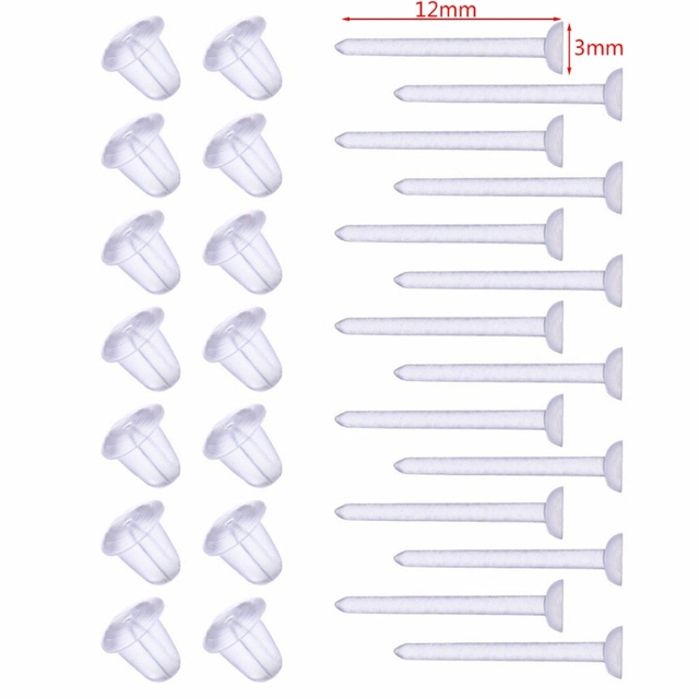 100 sztuk niewidocznych kolczyków plastikowych z pustymi szpilkami do kolczyków typu Stud Tiny Head (Zostawiamy kluczowe informacje: ilość, rodzaj, materiał, rodzaj zapięcia) - Wianko - 1