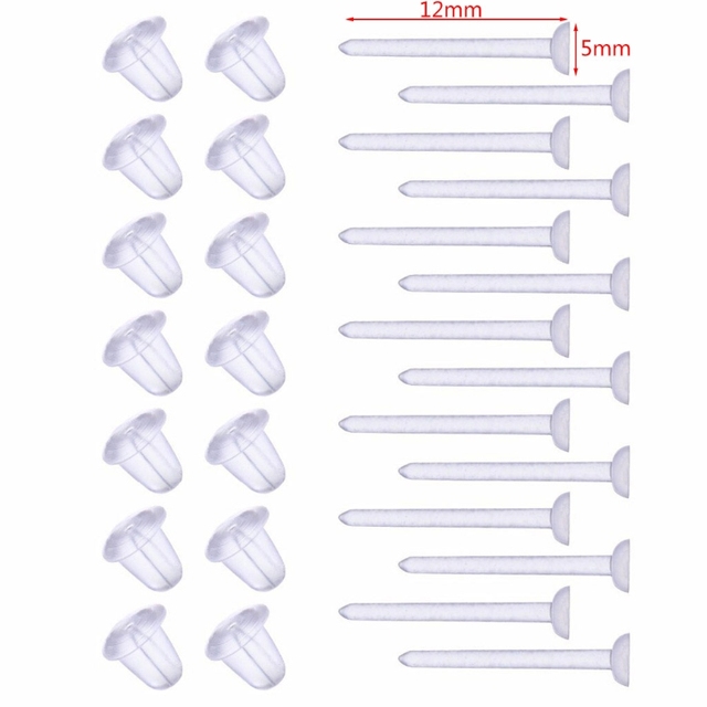 100 sztuk niewidocznych kolczyków plastikowych z pustymi szpilkami do kolczyków typu Stud Tiny Head (Zostawiamy kluczowe informacje: ilość, rodzaj, materiał, rodzaj zapięcia) - Wianko - 4