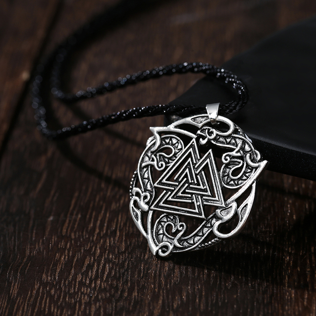 Naszyjnik QIMING Valknut z mitologii nordyckiej dla kobiet i mężczyzn - biżuteria skandynawska choker trójkątny Viking słowiański - Wianko - 7