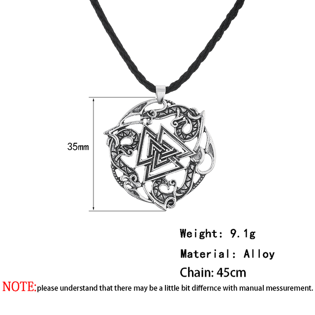 Naszyjnik QIMING Valknut z mitologii nordyckiej dla kobiet i mężczyzn - biżuteria skandynawska choker trójkątny Viking słowiański - Wianko - 4