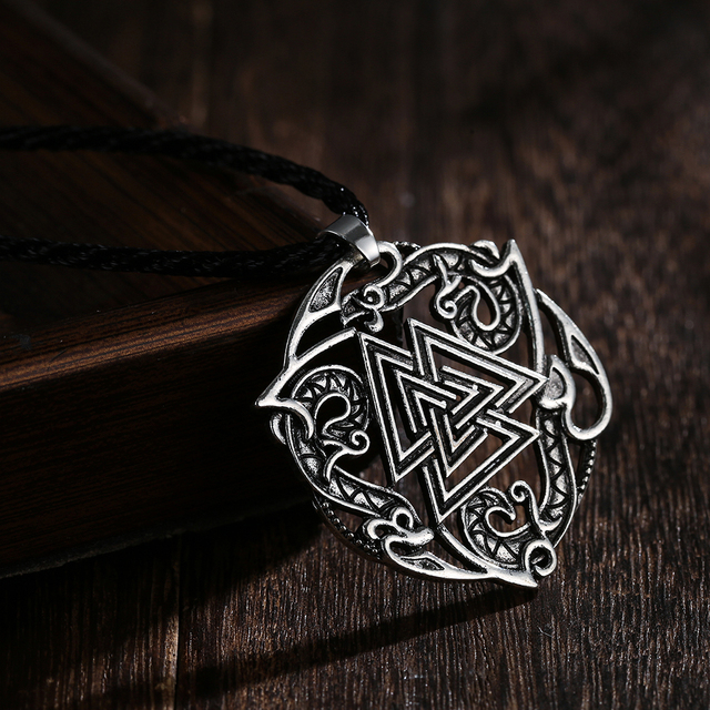 Naszyjnik QIMING Valknut z mitologii nordyckiej dla kobiet i mężczyzn - biżuteria skandynawska choker trójkątny Viking słowiański - Wianko - 8
