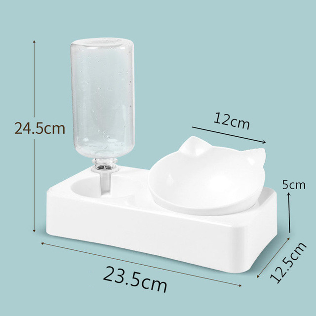 Plastikowa miska Gravity z podwyższeniem dla kota - pojemnik na wodę i karmę, podwójne miseczki dla zwierząt domowych - Wianko - 1