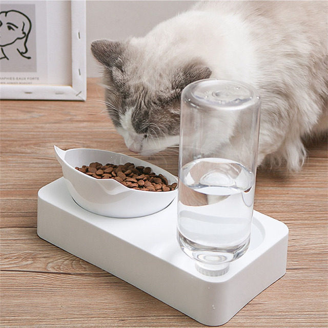 Plastikowa miska Gravity z podwyższeniem dla kota - pojemnik na wodę i karmę, podwójne miseczki dla zwierząt domowych - Wianko - 7