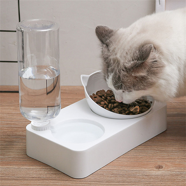 Plastikowa miska Gravity z podwyższeniem dla kota - pojemnik na wodę i karmę, podwójne miseczki dla zwierząt domowych - Wianko - 8
