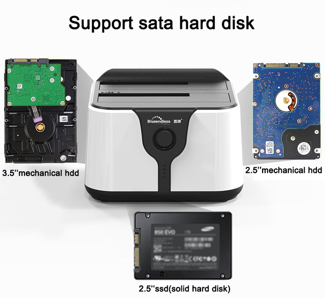 Obudowa dysku twardego HDD Clone Station 2 Bay do SATA SSD, 3.5 / 2.5 cala, USB 3.0, 4TB - Wianko - 3