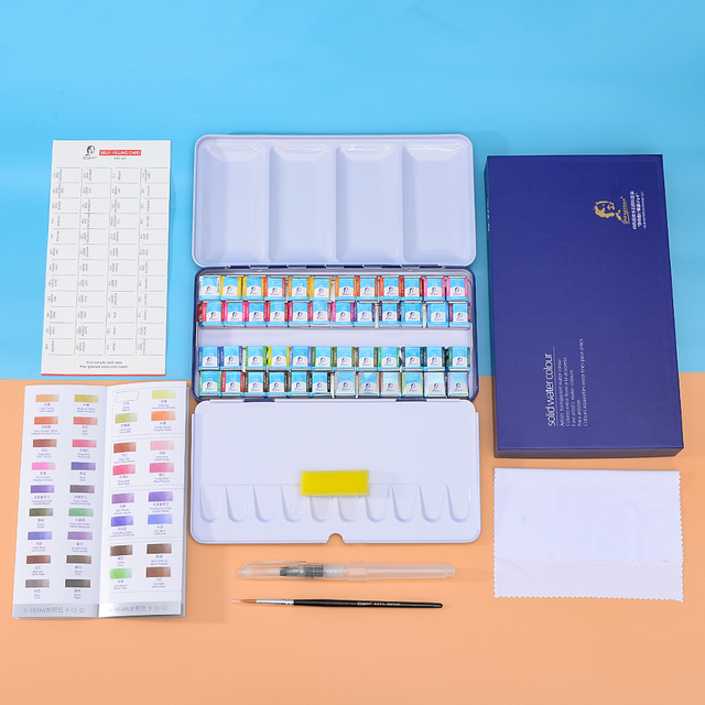 Profesjonalny zestaw 48 kolorowych stałych farb akwarelowych wysokiej jakości w metalowym pudełku - Wianko - 3