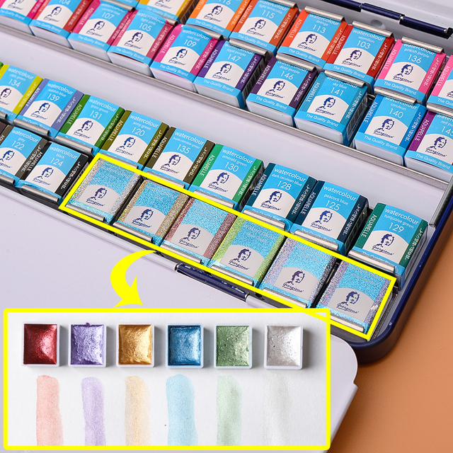 Profesjonalny zestaw 48 kolorowych stałych farb akwarelowych wysokiej jakości w metalowym pudełku - Wianko - 9
