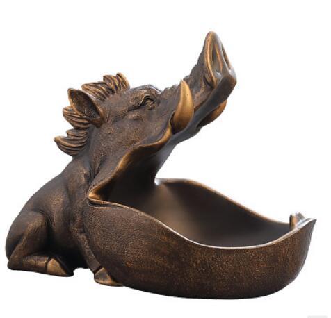 Figurka Dzikiej Świni z Dużymi Ustami – Dekoracyjny Schowek i Ozdobna Rzeźba do Pokoju - Wianko - 4