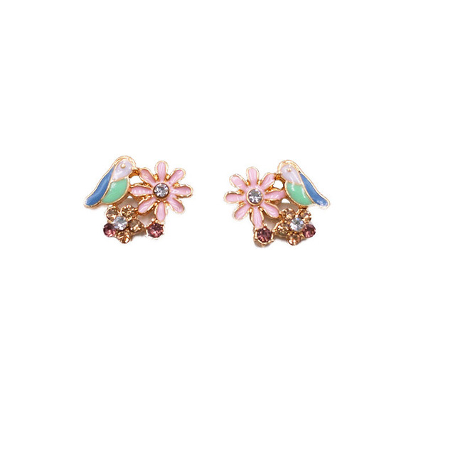 Kolczyki sztyfty z kryształami wianka  w kolorze różowym i zielonym - Wianko - 120