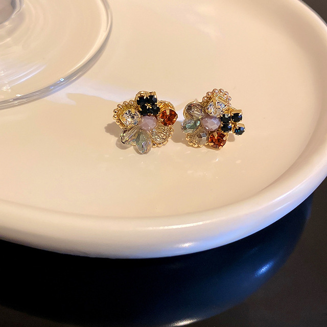 Kolczyki sztyfty z kryształami wianka  w kolorze różowym i zielonym - Wianko - 113