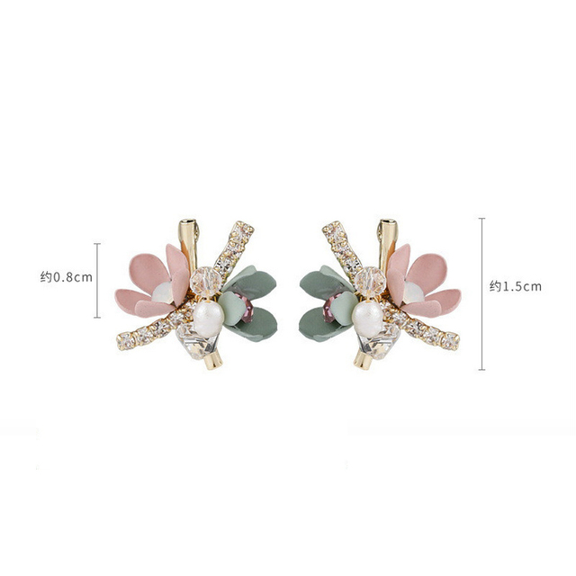 Kolczyki sztyfty z kryształami wianka  w kolorze różowym i zielonym - Wianko - 130