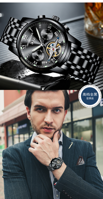 Męskie mechaniczne zegarki marki Top - Tourbillon, dwukolorowe, ze stali nierdzewnej, wielofunkcyjne - Wianko - 11