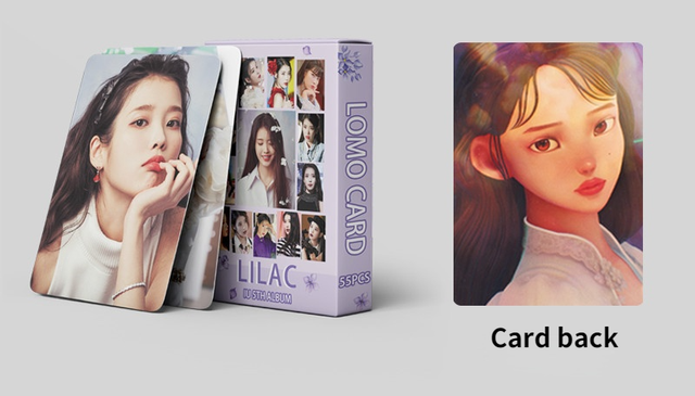 Zestaw 55 kart Lomo IU Kpop wysokiej jakości do kolekcji dla fanów Lilac Lee Ji Eun - Wianko - 5