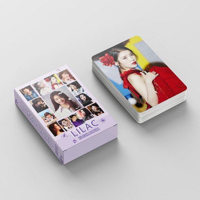 Zestaw 55 kart Lomo IU Kpop wysokiej jakości do kolekcji dla fanów Lilac Lee Ji Eun - Wianko - 2