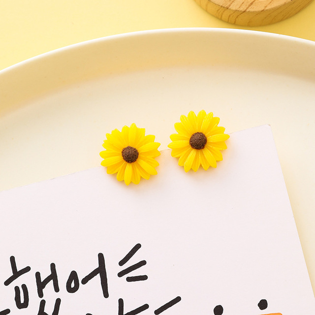 Słodkie letnie kolczyki żółte cukierki kolor kwiaty geometryczne damskie - Wianko - 13