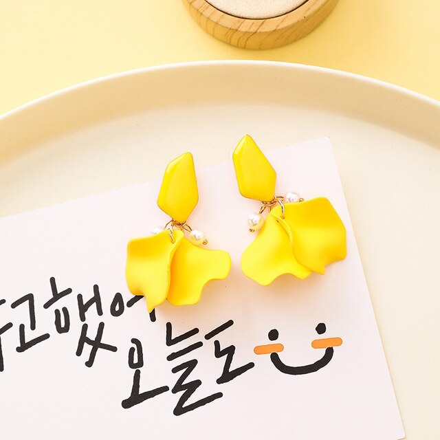 Słodkie letnie kolczyki żółte cukierki kolor kwiaty geometryczne damskie - Wianko - 21
