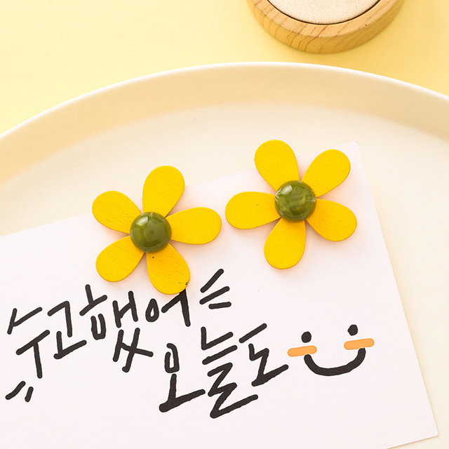 Słodkie letnie kolczyki żółte cukierki kolor kwiaty geometryczne damskie - Wianko - 11