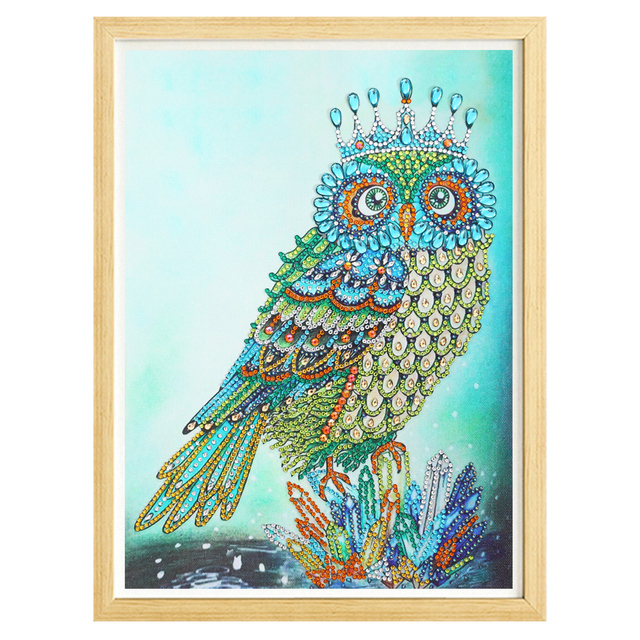 Diamentowy obraz haftowany DIY w kształcie zwierząt (sowa, paw, kot, motyl) - nowość w kryształowej dekoracji wnętrz - Wianko - 41