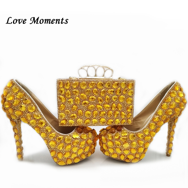 Kryształowe buty damskie na platformie, idealne na ślub, druhna, wysokie czółenka - Wianko - 1