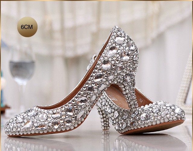 Kryształowe buty damskie na platformie, idealne na ślub, druhna, wysokie czółenka - Wianko - 18