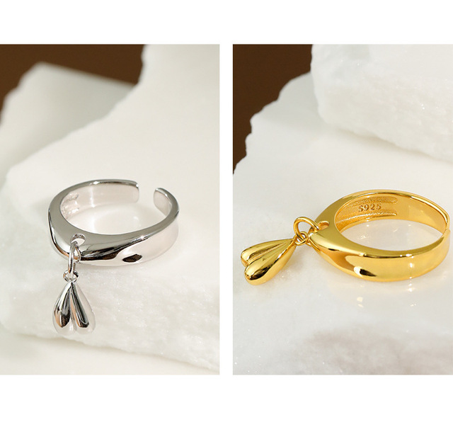 Pierścionek serca Kinel 925 Sterling srebrny dla zakochanych, minimalistyczny, 18K pozłacany, biżuteria ślubna, prezent hurtowy - Wianko - 9