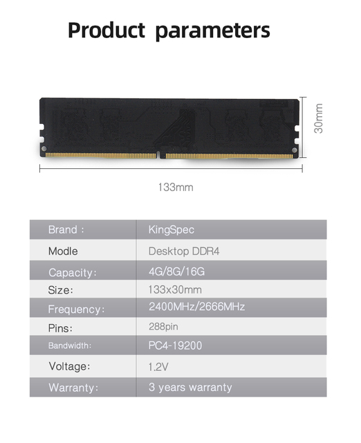 Pamięć RAM KingSpec DDR4 4GB/8GB/16GB 2666MHz 1.2V (DIMM) dla komputera stacjonarnego - Wianko - 5