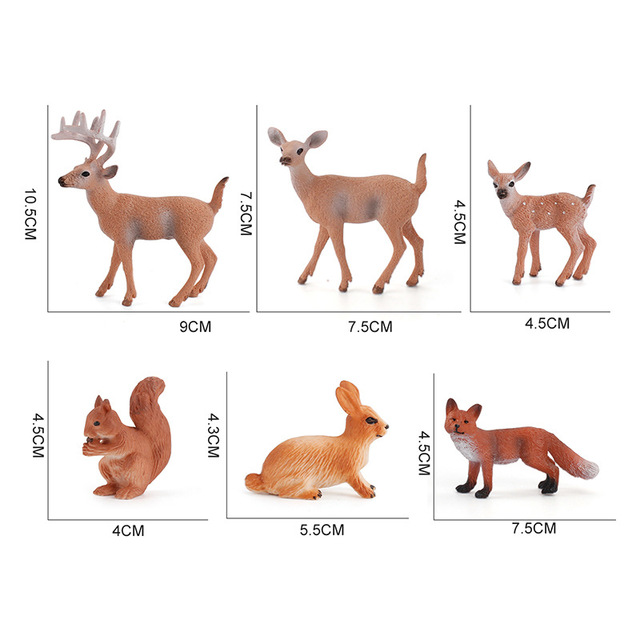 Zestaw figurkowych zwierząt leśnych (jelenie, lisy, króliki, wiewiórki) z miniaturkami wykaszarek do ciast - Wianko - 7