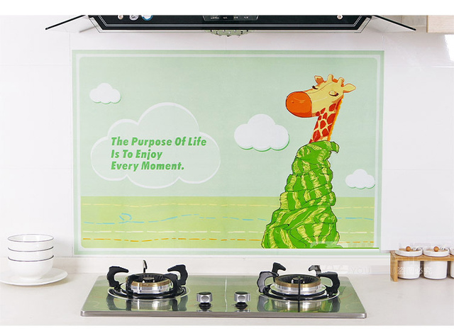 Naklejki ścienne Cartoon Anti-zanieczyszczenia olejem kuchnia PET dla gabinetu kuchenka wodoodporna domowa dekoracja kuchni - Wianko - 7