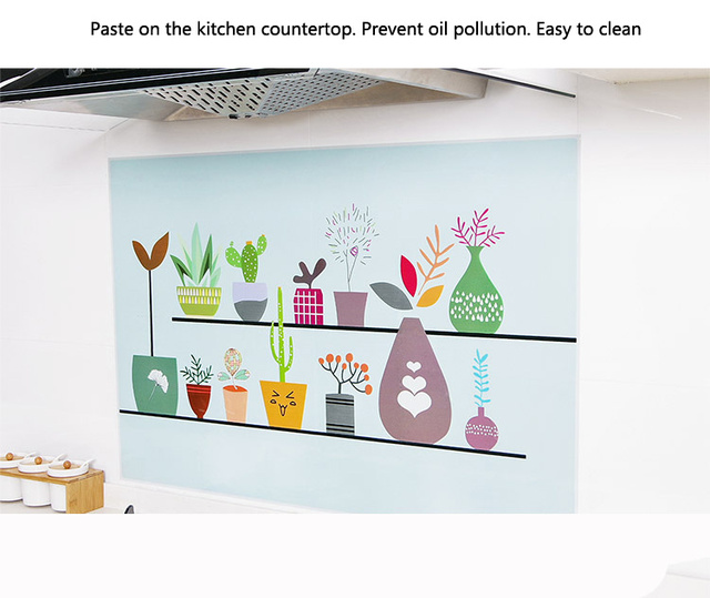 Naklejki ścienne Cartoon Anti-zanieczyszczenia olejem kuchnia PET dla gabinetu kuchenka wodoodporna domowa dekoracja kuchni - Wianko - 8