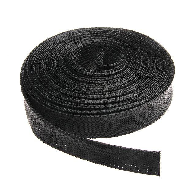 10-metrowy, czarny rękaw kablowy termokurczliwy ochrony drutu i izolacji, pleciony, o dużej gęstości - Wianko - 1