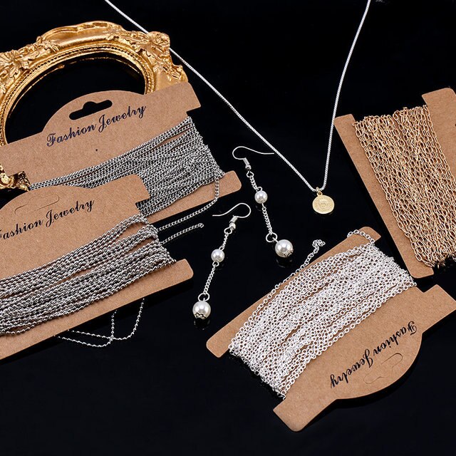 6 rodzajów platerowanych srebrem, złotem, miedzią i linkowych łańcuchów do DIY biżuterii, 5 metrów - Wianko - 21