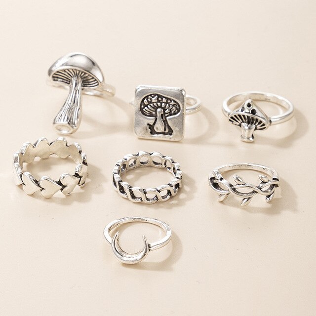 Zestaw pierścieni z pasującymi grzybami dla kobiet - biżuteria czeska Anillo Bagues - piękny prezent dla nastoletnich dziewczyn - Sieraden Accesorios Mujer 2021 Bijoux Lgbt - Wianko - 4