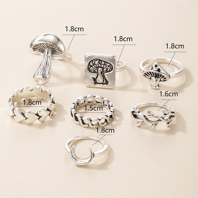 Zestaw pierścieni z pasującymi grzybami dla kobiet - biżuteria czeska Anillo Bagues - piękny prezent dla nastoletnich dziewczyn - Sieraden Accesorios Mujer 2021 Bijoux Lgbt - Wianko - 1