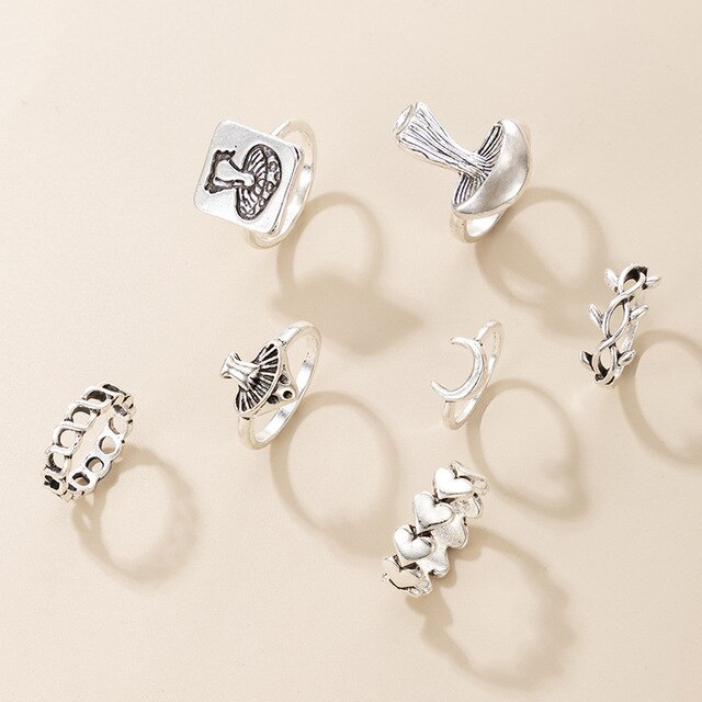 Zestaw pierścieni z pasującymi grzybami dla kobiet - biżuteria czeska Anillo Bagues - piękny prezent dla nastoletnich dziewczyn - Sieraden Accesorios Mujer 2021 Bijoux Lgbt - Wianko - 3