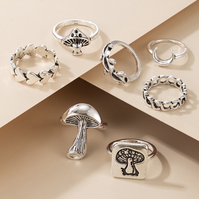 Zestaw pierścieni z pasującymi grzybami dla kobiet - biżuteria czeska Anillo Bagues - piękny prezent dla nastoletnich dziewczyn - Sieraden Accesorios Mujer 2021 Bijoux Lgbt - Wianko - 5