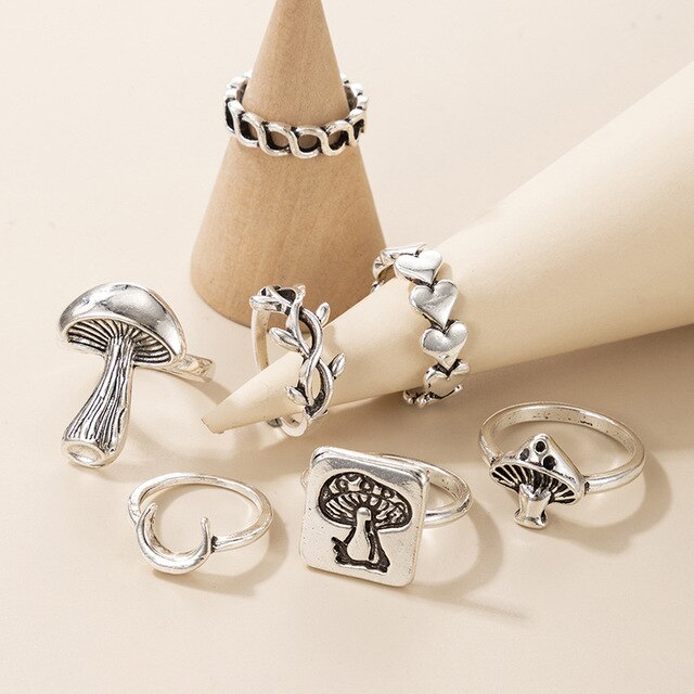 Zestaw pierścieni z pasującymi grzybami dla kobiet - biżuteria czeska Anillo Bagues - piękny prezent dla nastoletnich dziewczyn - Sieraden Accesorios Mujer 2021 Bijoux Lgbt - Wianko - 6