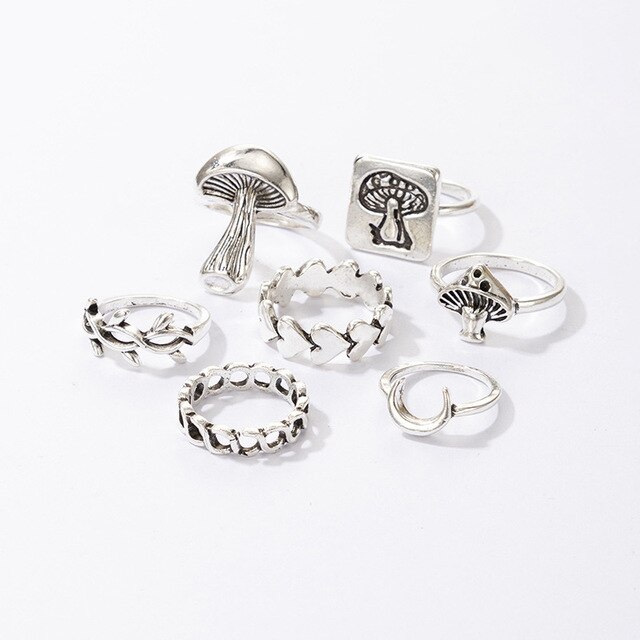 Zestaw pierścieni z pasującymi grzybami dla kobiet - biżuteria czeska Anillo Bagues - piękny prezent dla nastoletnich dziewczyn - Sieraden Accesorios Mujer 2021 Bijoux Lgbt - Wianko - 7