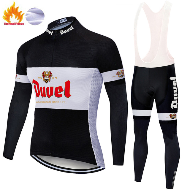 Termiczna koszulka rowerowa zimowa Duvel Piwo + zimowe runo dla rowerzystów/cyklistów męska odzież rowerowa - Wianko - 4
