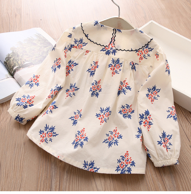 Bawełniana bluzka z długim rękawem dla dziewczynek w kwieciste wzory Peterpan Collar - nowa kolekcja 2021 w rozmiarach 2-12 lat - Wianko - 11