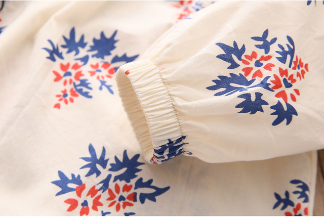 Bawełniana bluzka z długim rękawem dla dziewczynek w kwieciste wzory Peterpan Collar - nowa kolekcja 2021 w rozmiarach 2-12 lat - Wianko - 18