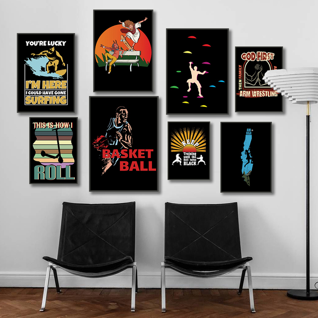 Obraz ścienny na płótnie w stylu skandynawskim - sport zapasy rock koszykówka - dekoracja do domu sala drukowane plakaty salon dekorowanie - malarstwo i kaligrafia - Wianko - 6