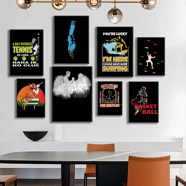 Obraz ścienny na płótnie w stylu skandynawskim - sport zapasy rock koszykówka - dekoracja do domu sala drukowane plakaty salon dekorowanie - malarstwo i kaligrafia - Wianko - 5