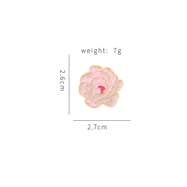 Literacka broszka metalowa z kwiatem, emaliowana w różowy kolor - idealna biżuteria dla słodkiej kobiety - Wianko - 23