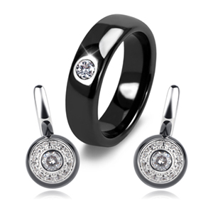 Zestaw biżuterii ceramicznej: prosty pierścień i okrągłe kolczyki, nowość, elegancki styl, doskonałe na wesele i jako prezenty dla dziewczyn - Wianko - 9