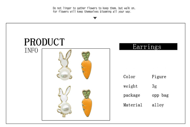 Kolczyki wiszące - Moderne dziecięce kolczyki z kształtem zielonej marchwi, królikiem i perłą - biżuteria z kryształami dla kobiet - bezpośrednia sprzedaż - Wianko - 36