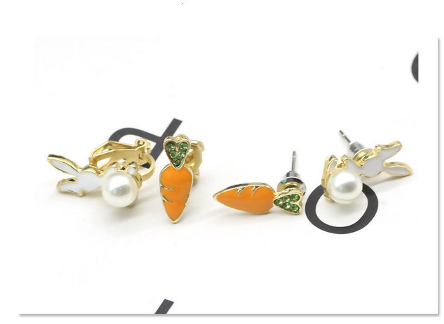 Kolczyki wiszące - Moderne dziecięce kolczyki z kształtem zielonej marchwi, królikiem i perłą - biżuteria z kryształami dla kobiet - bezpośrednia sprzedaż - Wianko - 41